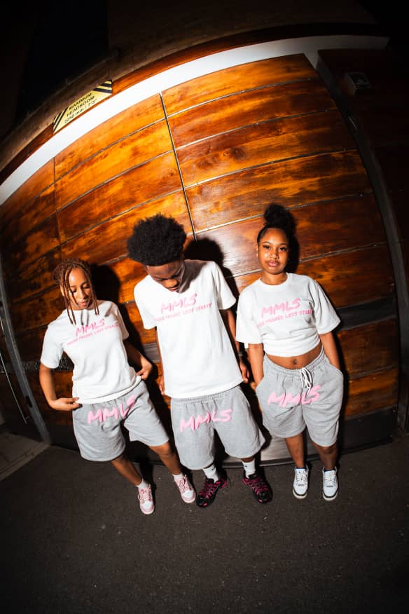 royal pink “paid in peace” shorts set