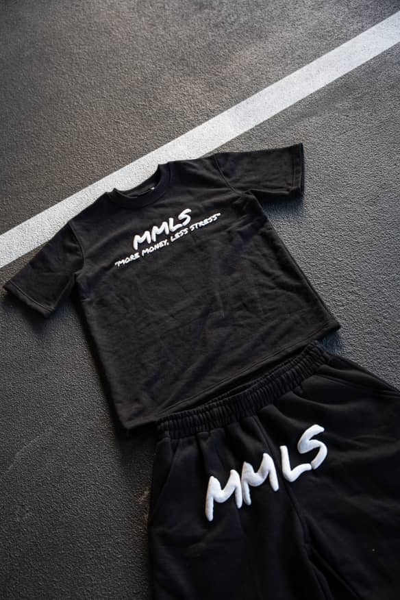 bolt black “paid in peace” short set